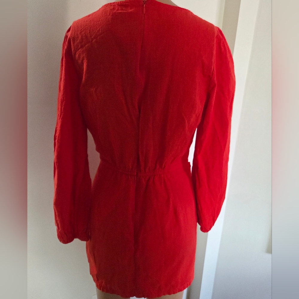 And Now This Orange/Coral Cut Out Mini Dress Size Small Long Sleeve - Picture 7 of 9